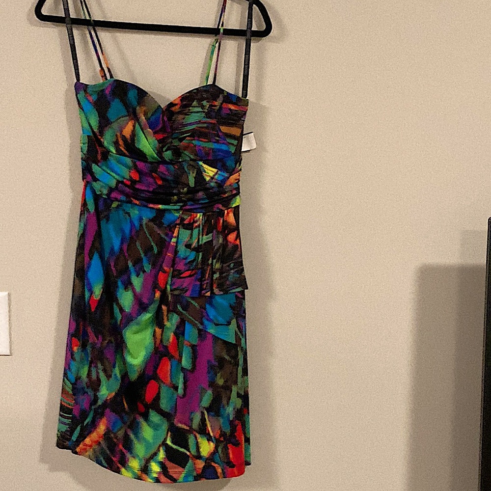 Size 10 multicolored dinner date style dress that is new with tags